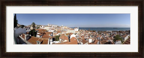 Framed High angle view of a city, Sao Vicente da Fora, Largo das Portas do Sol, Alfama, Lisbon, Portugal Print