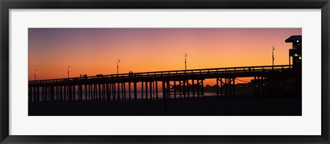 Framed Silhouette of a pier at sunset, Ventura, Ventura County, California, USA Print