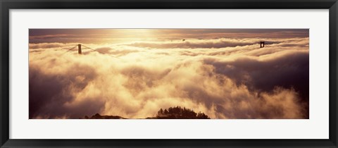 Framed Golden Gate Bridge Peaking through the fog, San Francisco, California Print