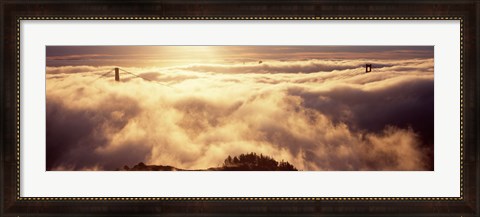 Framed Golden Gate Bridge Peaking through the fog, San Francisco, California Print