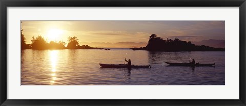 Framed Two people kayaking in the sea, Broken Islands, Pacific Rim National Park Reserve, British Columbia, Canada Print