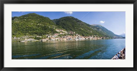 Framed Town at the waterfront, Sala Comacina, Lake Como, Como, Lombardy, Italy Print
