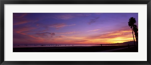 Framed Sunset over the ocean, Santa Barbara, California, USA Print