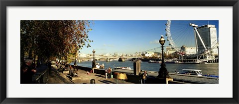 Framed Ferris wheel at the riverbank, Millennium Wheel, Thames River, London, England Print