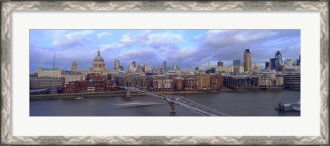 Framed Bridge across a river, London Millennium Footbridge, St. Paul&#39;s Cathedral, London, England 2008 Print