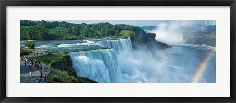 Framed Tourists at a waterfall, Niagara Falls, Niagara River, Niagara County, New York State, USA Print