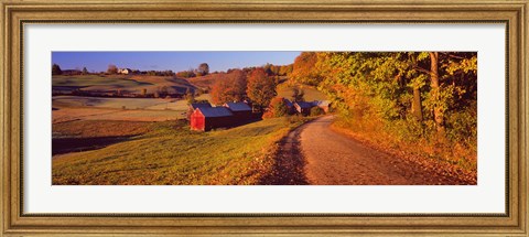 Framed Farmhouse beside a country road, Jenne Farm, Vermont, New England, USA Print