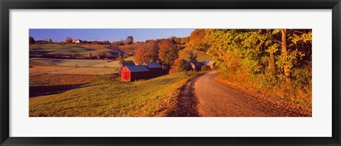 Framed Farmhouse beside a country road, Jenne Farm, Vermont, New England, USA Print