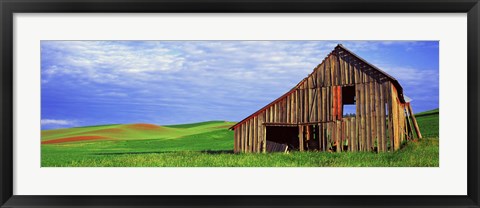 Framed Dilapidated barn in a farm, Palouse, Whitman County, Washington State, USA Print