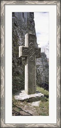 Framed Stone cross at a castle, Bran Castle, Brasov, Transylvania, Mures County, Romania Print