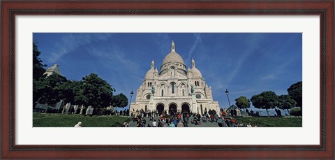 Framed Crowd at a basilica, Basilique Du Sacre Coeur, Montmartre, Paris, Ile-de-France, France Print