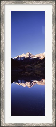 Framed Reflection of a mountain range in a lake, Maroon Bells, Aspen, Pitkin County, Colorado, USA Print