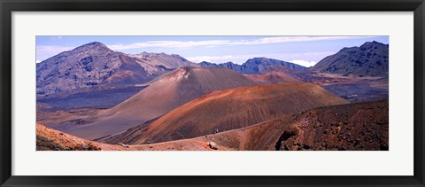 Framed Volcanic landscape with mountains in the background, Maui, Hawaii Print