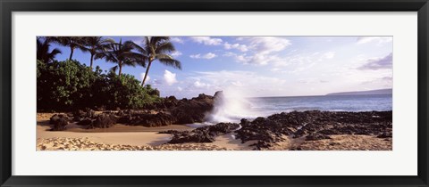 Framed Rock formations at the coast, Maui Coast, Makena, Maui, Hawaii, USA Print