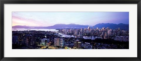 Framed Aerial view of cityscape at sunset, Vancouver, British Columbia, Canada 2011 Print