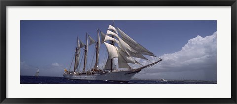 Framed Tall ship in the sea, Puerto Rico Print
