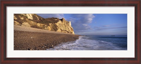 Framed Surf on the beach, Hooken Beach, Branscombe, Devon, England Print
