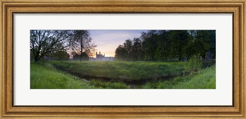 Framed Green field with university building in the background, King&#39;s College, Cambridge, Cambridgeshire, England Print