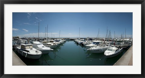 Framed Boats docked in the small harbor, Provence-Alpes-Cote d&#39;Azur, France Print
