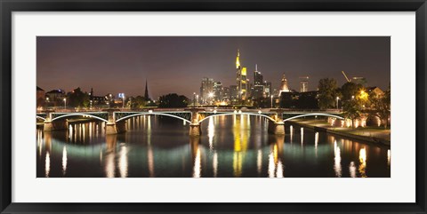 Framed Bridge across a river, Ignatz Bubis Bridge, Main River, Frankfurt, Hesse, Germany Print