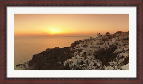 Framed Village on a cliff, Oia, Santorini, Cyclades Islands, Greece Print