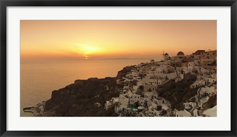Framed Village on a cliff, Oia, Santorini, Cyclades Islands, Greece Print