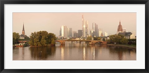 Framed City at the waterfront, Main River, Frankfurt, Hesse, Germany Print