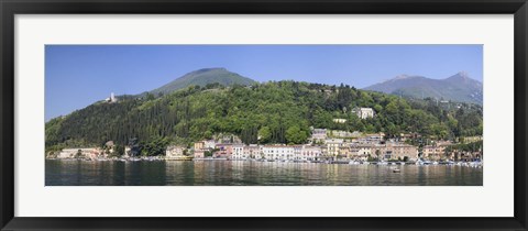Framed Houses in a town at the waterfront, Toscolano-Maderno, Lake Garda, Lombardy, Italy Print