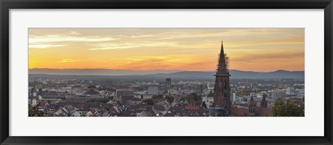 Framed Tower of a cathedral, Freiburg Munster, Baden-Wurttemberg, Germany Print