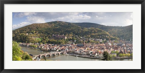 Framed Aerial view of a bridge across a river, Heidelberg, Baden-Wurttemberg, Germany Print