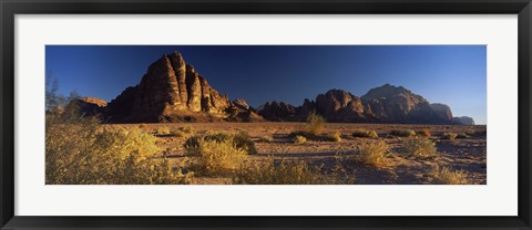 Framed Rock formations on a landscape, Seven Pillars of Wisdom, Wadi Rum, Jordan Print