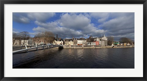 Framed Millenium Foot Bridge Over the River Lee,St Annes Church Behind, And St Mary&#39;s Church (right),Cork City, Ireland Print
