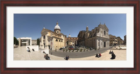 Framed Tourists sitting on steps at Piazza Porto Ripetta, Rome, Lazio, Italy Print
