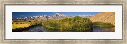 Framed Owens River flowing in front of mountains, Californian Sierra Nevada, Bishop, California, USA Print