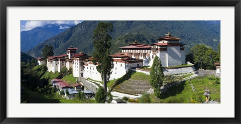 Framed High angle view of a fortress in the mountains, Trongsa Dzong, Trongsa, Bhutan Print