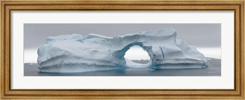 Framed Blue iceberg with hole, Antarctica Print