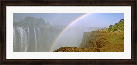 Framed Rainbow form in the spray created by the water cascading over the Victoria Falls, Zimbabwe Print