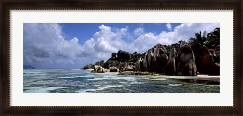 Framed Rock formations at the coast, Anse Source d&#39;Argent, La Digue Island, Seychelles Print