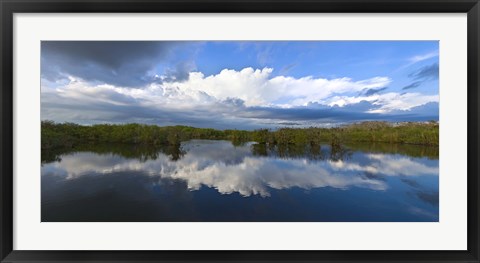 Framed Reflection of clouds on water, Everglades National Park, Florida, USA Print