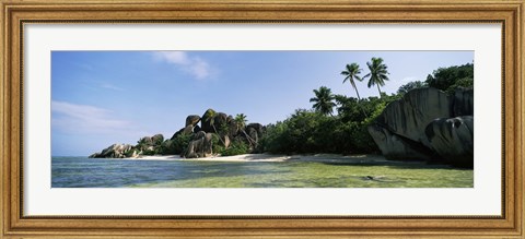 Framed Rock formations on the coast, Anse Source d&#39;Argent, La Digue Island, Seychelles Print