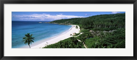 Framed High angle view of Grand Anse Beach, La Digue Island, Seychelles Print