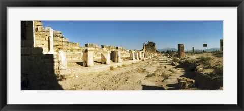 Framed Ruins of Hierapolis at Pamukkale with mountains in the background, Anatolia, Central Anatolia Region, Turkey Print