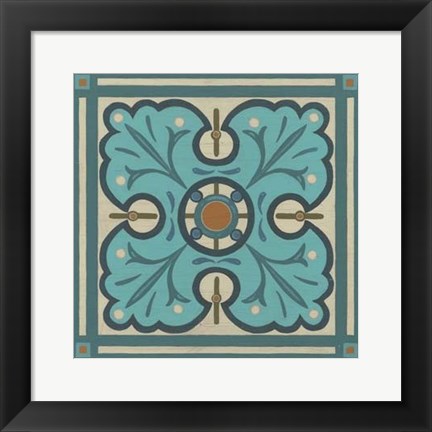 Framed Piazza Tile in Blue IV Print