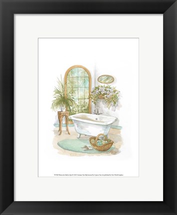 Framed Watercolor Bath in Spa II Print