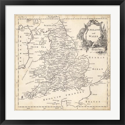 Framed Map of England &amp; Wales Print