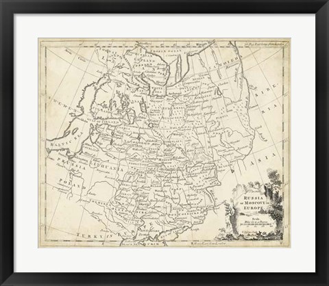 Framed Map of Russia Print