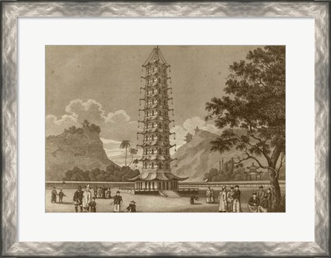 Framed Porcelain Pagoda Print