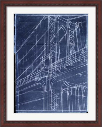 Framed Bridge Blueprint I Print