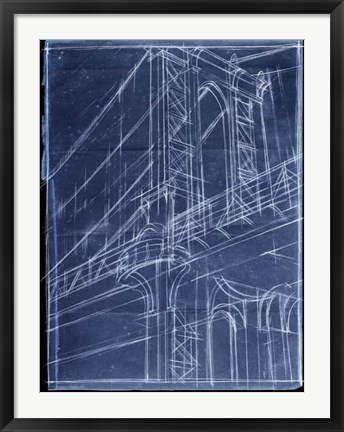 Framed Bridge Blueprint I Print