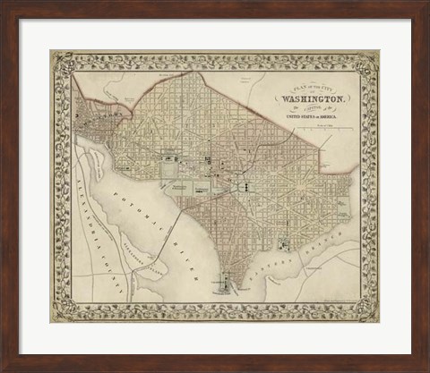 Framed Plan of Washington, D.C. Print